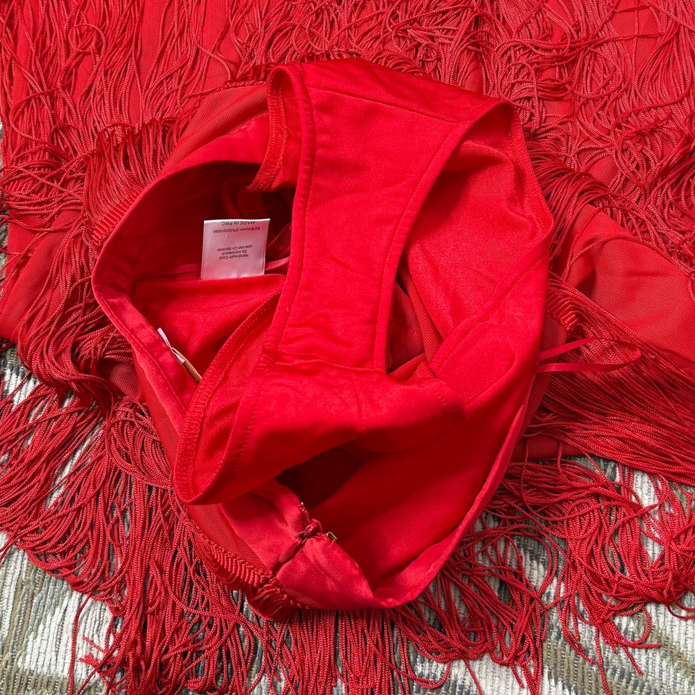 Meshki Red Fringe Pants XS - Picture 5 of 7